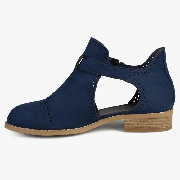 JC Women’s Faux Lasercut Leather Oxfords Shoes With Buckle Navy BLUE  Size 7.5 - Picture 4 of 5